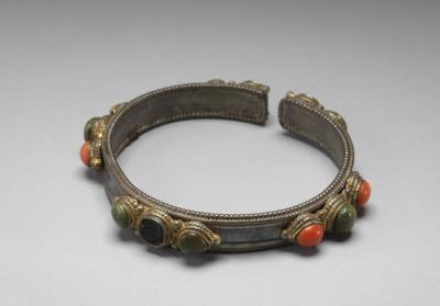 图片[3]-Silver bracelet with coral and turquoise inlay, Qianlong reign (1736-1795), Qing dynasty-China Archive